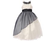 Richie House Little Girls White Blue Tulle Overskirt Pearl Gown 24M