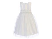 Sweet Kids Little Girls White Satin Lace Bow Tulle Flower Girl Dress 4