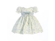 Lito Baby Girls Light Blue Floral Print Smocked Waist Easter Dress 0 3M