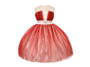 Little Girls Red White Mesh Overlay Brooch Bouffant Flower Girl Dress 4
