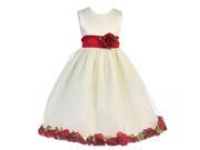 Crayon Kids Little Girls Ivory Red Petal Flower Girl Dress 3T