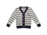 Richie House Little Boys Grey Striped R Embroidery Cardigan Sweater 4 5