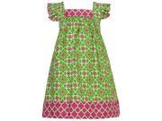 Bonnie Jean Little Girls Green Floral Quatrefoil Ruffle Sleeve Dress 6X
