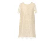 Little Girls Ivory Eyelet Lace Scallop Short Sleeved Party Dress 4
