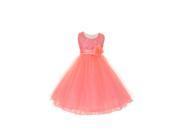 Big Girls Coral Sequin Mesh Flower Sash Special Occasion Dress 12