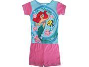 Disney Little Girls Pink Aqua Little Mermaid Short Sleeve 2 Piece Pajama Set 4