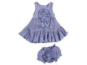 KidCuteTure Baby Girls Blue Eyelet Flower Vera Designer Bloomer Dress Set 6M