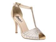 Sweetie s Shoes Nude Special Occasion Evelyn T strap Pumps 9 Womens