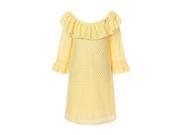 Richie House Big Girls Yellow Bow Ruffled Sleeve Neckline Hollow Dress 8