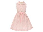 Kids Dream Big Girls Pink Dainty Floral Print Round Collar Summer Dress 8