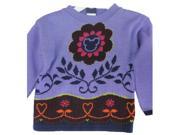 Disney Little Girls Purple Floral Mickey Mouse Design Knit Sweater 6