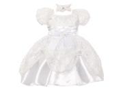 Baby Girls White Lace Ribbon Headband Special Occasion Flower Girl Dress 24M