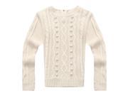 Richie House Big Girls Beige Twisted Solid Color Sweater 12