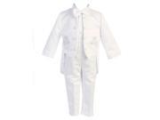 Angels Garment Baby Boys White 5 pcs Silver Embroidered Tuxedo 3 6M
