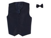 Lito Baby Boys Navy Poly Silk Vest Bowtie Special Occasion Set 12 24M
