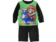 Super Mario Little Boys Green Cartoon Inspired Long Sleeved 2 Pc Pajama Set 4