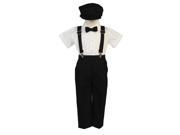 Lito Little Boys Black Suspender Pants Hat Outfit Set 3T
