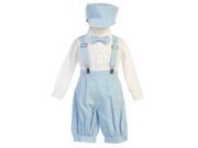 Lito Little Boys Light Blue Suspenders Short Pants Hat Easter Outfit Set 4T