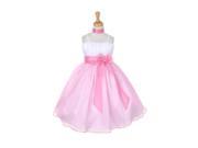 Big Girls Pink Taffeta Crystal Organza Bow Flower Girl Easter Dress 14