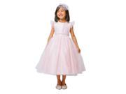 Sweet Kids Big Girls Pink Tulle Flutter Sleeve Flower Girl Dress 10