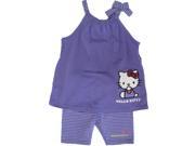 Hello Kitty Little Girls Purple Bow Strap Sleeve 2 Pc Pants Set 6