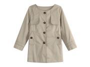 Richie House Little Girls Beige Cropped Swirl Button Trench Coat 10