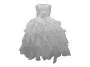 Big Girls White Waterfall Ruffles Flower Adorned Junior Bridesmaid Dress 10
