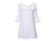 Richie House Big Girls White Bow Ruffled Sleeve Neckline Hollow Dress 10