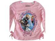 Disney Little Girls Pink Frozen Character Wintery Frame Long Sleeved Shirt 4