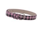 womens Pink Black Plaid Pattern Single Prong Round Buckle Belt L 38 40