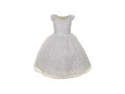 Big Girls White Cap Sleeves Sparkly Accents Waistband Flower Girl Dress 12