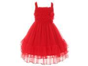 Kids Dream Little Girls Red Ruffly Flower Mesh Tutu Special Occasion Dress 4