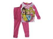 Disney Little Girls Pink Aurora Cinderella Bel Print 2 Pc Pajama Set 4