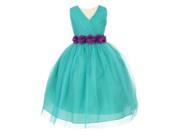 Big Girls Jade Purple Chiffon Floral Sash Tulle Junior Bridesmaid Dress 14