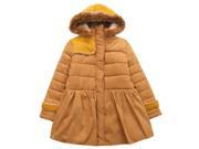 Richie House Little Girls Yellow Bow Faux Trimmed Hood Padding Jacket 5 6