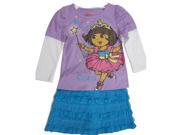 Nickelodeon Little Girls Purple Dora the Explorer Print 2 Pc Skirt Set 3T