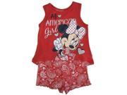 Disney Little Girls Red Minnie Paisley Print Tank Top 2 Pc Shorts Set 3T