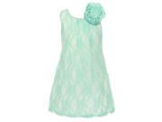 Big Girls Mint Ribbon Pearl Floral Stretch Lace Junior Bridesmaid Dress 12