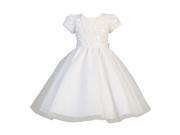 Lito Little Girls White Embroidered Sequins Tulle Communion Easter Dress 6