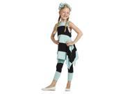 KidCuteTure Little Girls Ice Blue Black Stripes Carina Designer 2pc Outfit 2