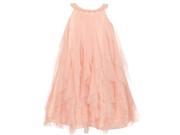 Kids Dream Little Girls Blush Pink A line Swirl Mesh Ruffle Flower Girl Dress 6