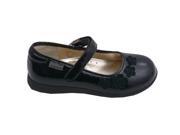 L Amour Little Girls Black Suede Flowers Velcro Strap Mary Jane Shoes 12 Kids
