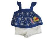 Disney Baby Girls Blue White Floral Winnie the Pooh 2 Pc Shorts Set 12M