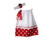 Little Girls White Red Polka Dots Headband Pillowcase Dress 4 5Y