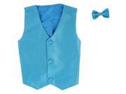 Lito Baby Boys Aqua Poly Silk Vest Bowtie Special Occasion Set 12 24M