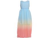 Little Girls Light Blue Coral Faded Style Sleeveless Easter Dress 4