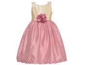Mia Juliana Little Girls Ivory Pink Polka Dotted Flower Shantung Dress 6