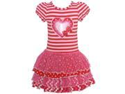Bonnie Jean Little Girls Red Striped Heart Applique Multi Layered Dress 4