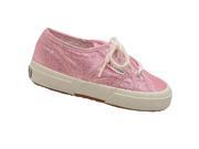 Superga Girls Pink Glitter Finish Lace Up Design Sneakers 2.5 Kids