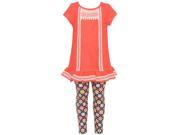 Rare Editions Little Girls Coral Trim Tunic Navy Floral Leggings Outfit 6X